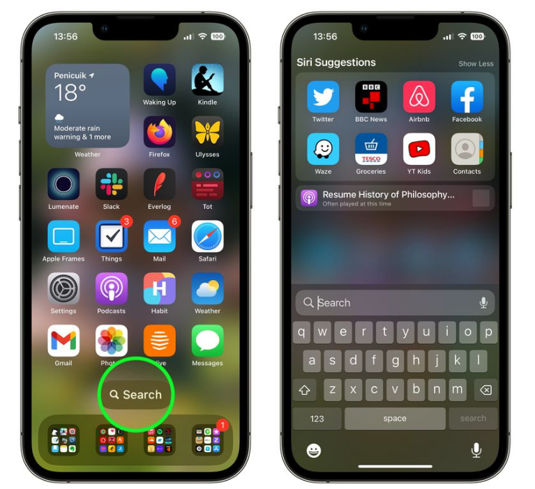 光坡镇苹果手机维修分享升级到 iOS 16 后，如何删除主屏幕上的搜索按钮 
