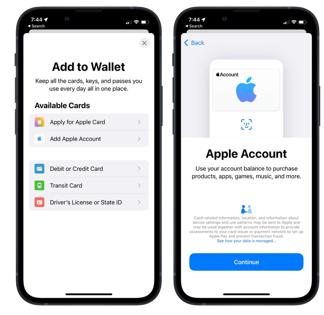 光坡镇苹果手机维修分享iOS 15.5钱包App如何添加 Apple 账户 